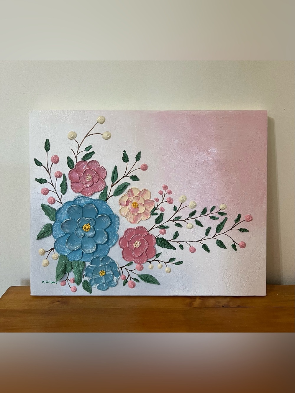 Textured Floral Bouquet Acrylic Painting – Original 11x14 Mixed Media Artwork